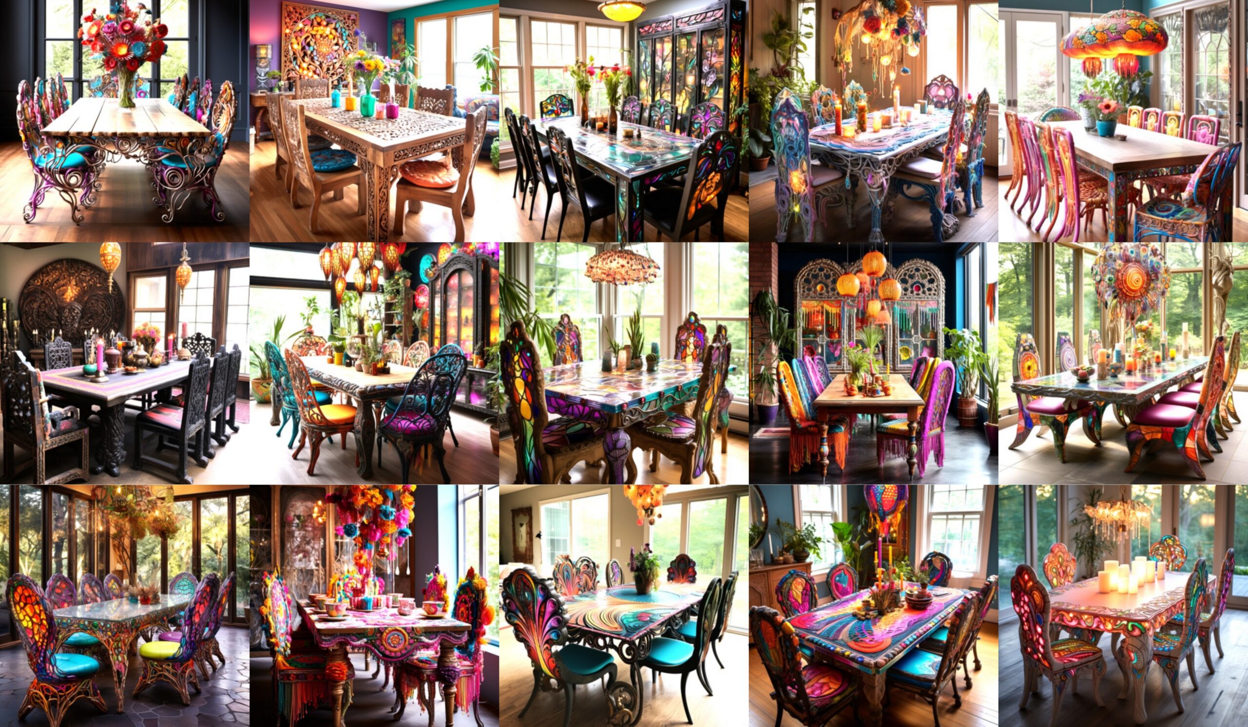 Dining Experience with Bohemian-Inspired Table and Chairs
