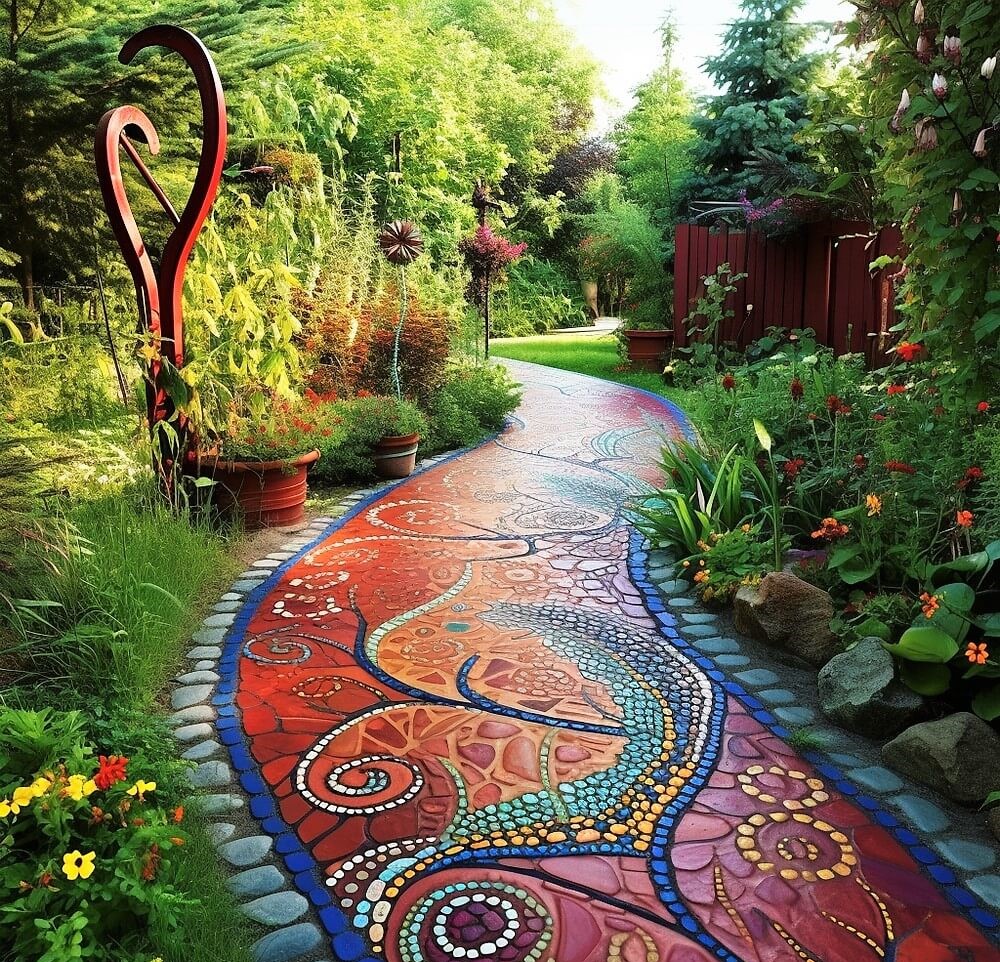 Colorful Journeys Expressing Creativity Through Hippie Garden Pathways (2)
