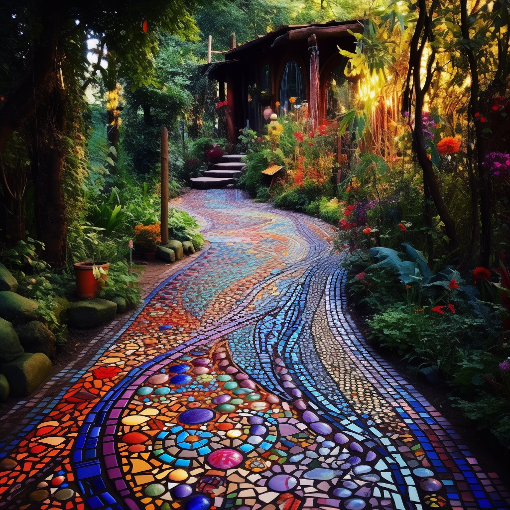 Colorful Journeys Expressing Creativity Through Hippie Garden Pathways (2)