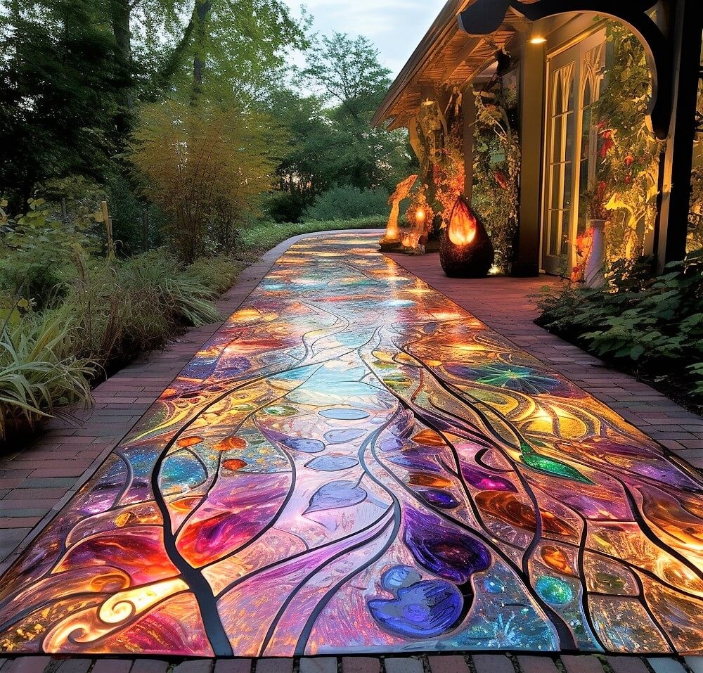 Colorful Journeys Expressing Creativity Through Hippie Garden Pathways (3)